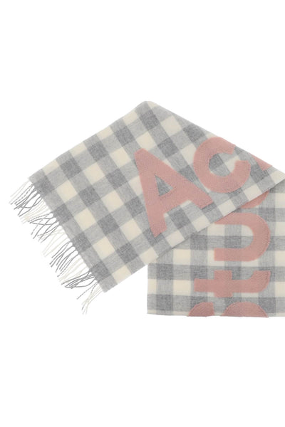 checked scarf with logo pattern CA0262 GREY PINK