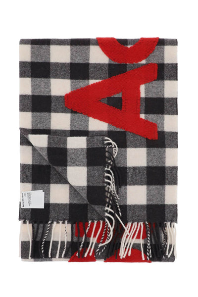 checked scarf with logo pattern CA0262 CARBON GREY RED
