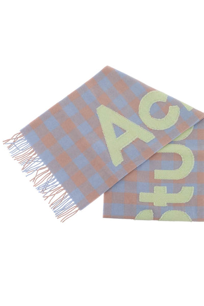 checked scarf with logo pattern CA0262 CAMEL BEIGE ACID GREEN