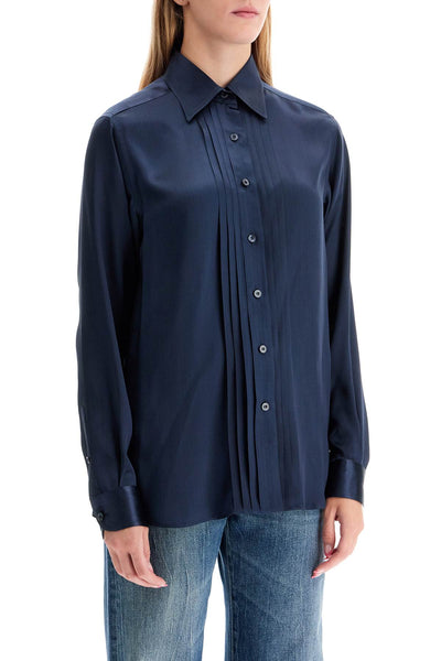 silk charmeuse blouse shirt CA3269 FAX1191 NAVY BLUE