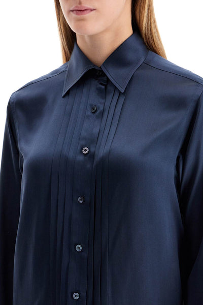 silk charmeuse blouse shirt CA3269 FAX1191 NAVY BLUE