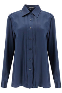 silk charmeuse blouse shirt CA3269 FAX1191 NAVY BLUE