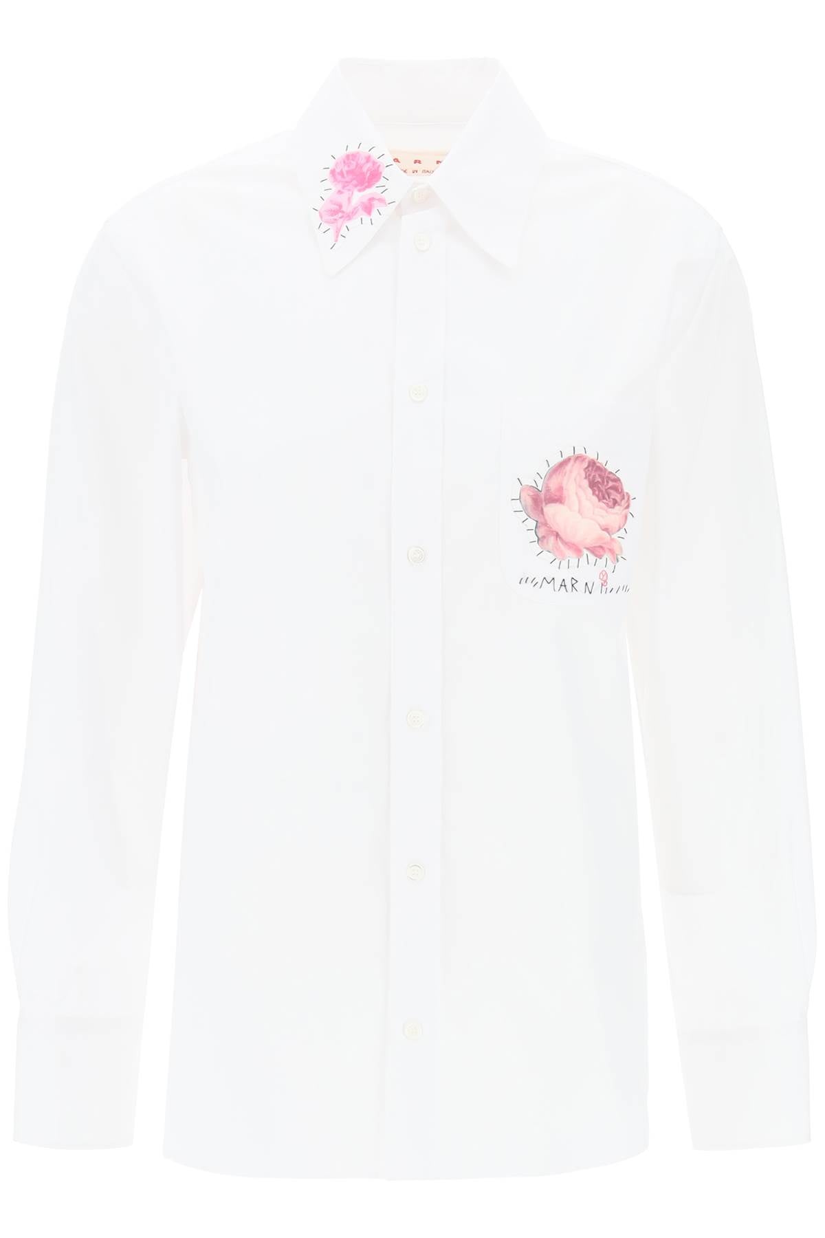 "shirt with flower print patch and embroidered logo CAMA0103SXTCY67 LILY WHITE