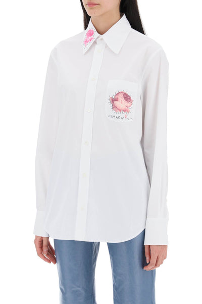 "shirt with flower print patch and embroidered logo CAMA0103SXTCY67 LILY WHITE