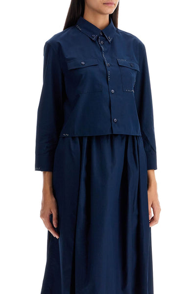 cropped shirt with stitching details CAMA0594S1 UTC223 LIGHT NAVY