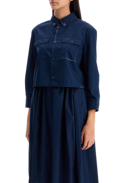 cropped shirt with stitching details CAMA0594S1 UTC223 LIGHT NAVY