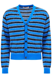 striped wool and mohair cardigan CDMG0137Q0 UFW617 MAZARINE BLUE