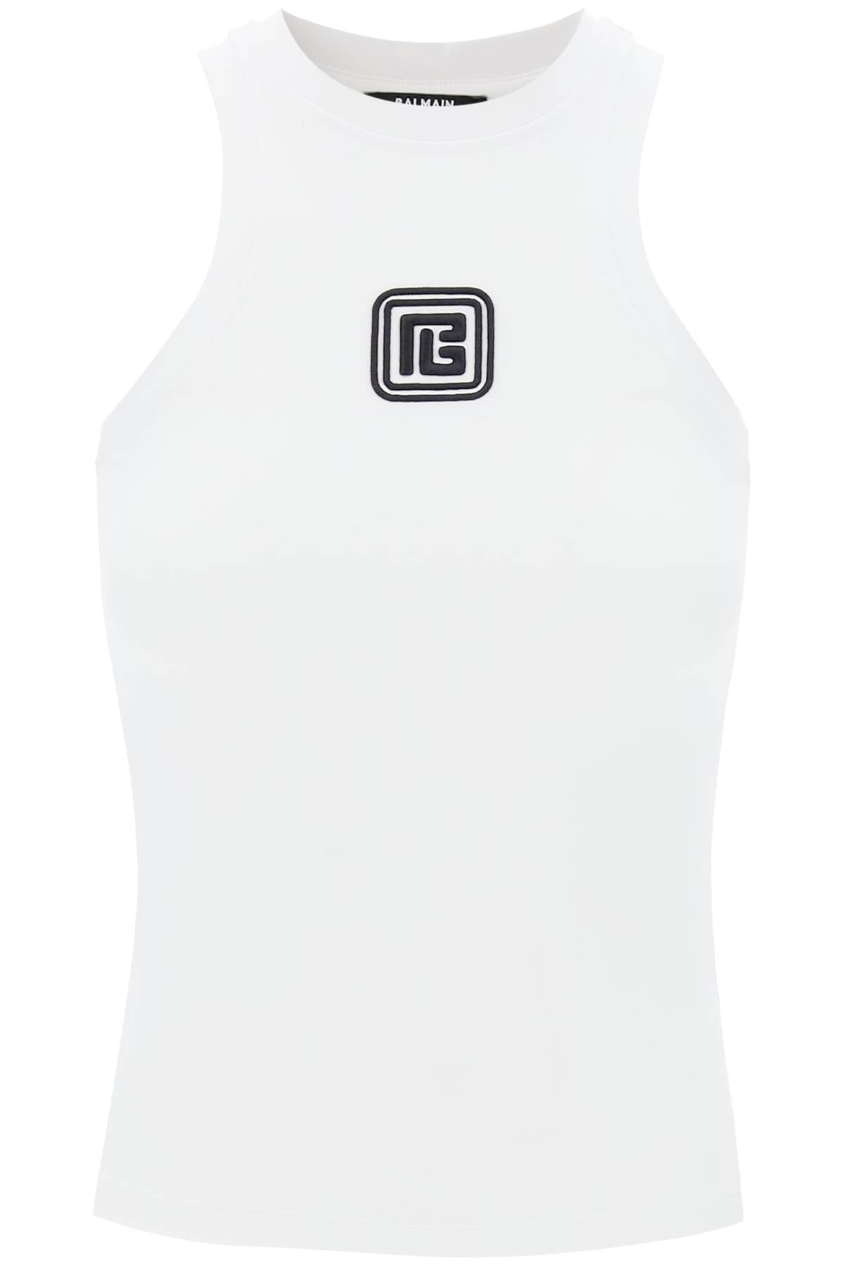 Balmain sleeveless top with pb CF0EB045BC49 BLANC NOIR