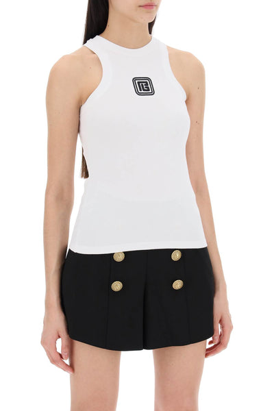 Balmain sleeveless top with pb CF0EB045BC49 BLANC NOIR