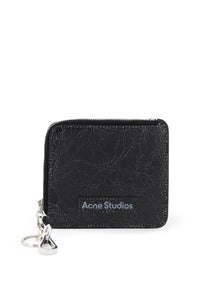 cracked leather wallet with distressed CG0242 BLACK