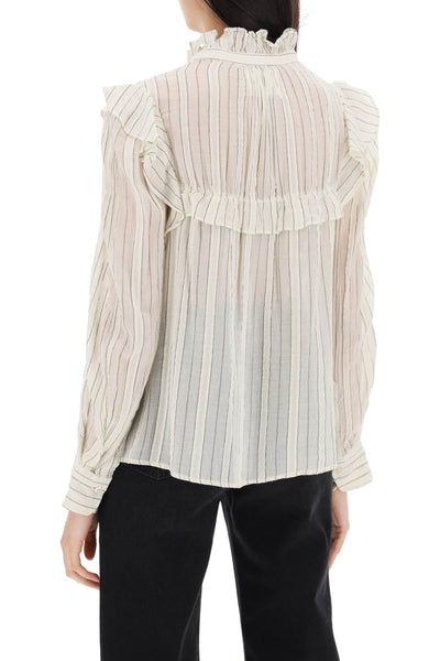 Isabel marant etoile "striped cotton blouse by id CH0005FC B1I04E ECRU