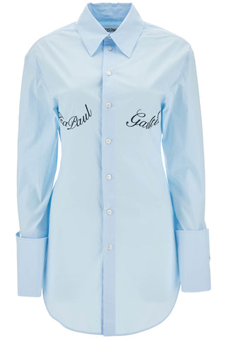 light blue cotton shirt with underboob print CH088I C071 BABYBLUE