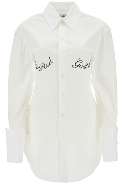 white poplin shirt with underboob print CH088I C071 WHITE