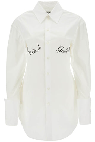 white poplin shirt with underboob print CH088I C071 WHITE