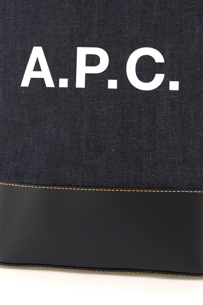 A.p.c. axel small denim tote bag CODDP M61568 DARK NAVY