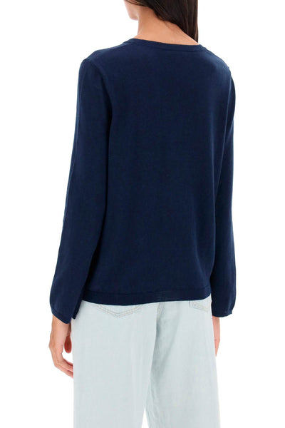 A.p.c. 'albane' crew-neck cotton sweater COGUQ F23215 MARINE BLANC CASSE