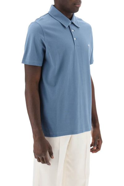 A.p.c. austin polo shirt with logo embroidery COGWZ H26344 BLUE GRIS