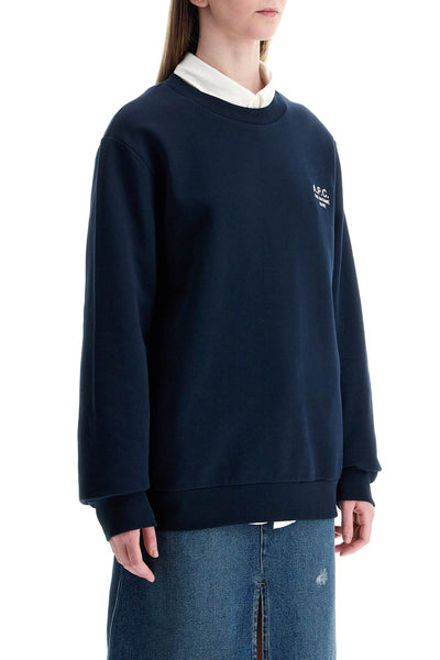 unisex dark blue organic cotton sweatshirt with embroidered logo COHBV M27913 TIQ DARK NAVYECRU | Italystation.com