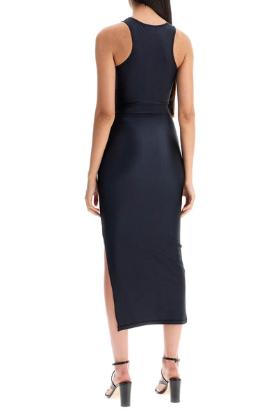 shiny jersey midi dress in COPJS72545 BLACK