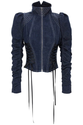 denim jacket with corset detailing COURTESAN ARMOUR JACKET INDIGO