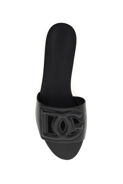 leather slides with cut-out logo CQ0436 AY329 NERO