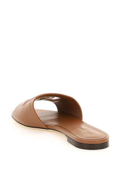 leather slides with cut-out logo CQ0436 AY329 MARRONE CHIARO