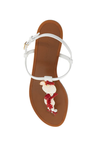 "nappa flip-flops with coral CQ0604 AW116 BIANCO/MULTICOLOR