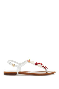 "nappa flip-flops with coral CQ0604 AW116 BIANCO/MULTICOLOR