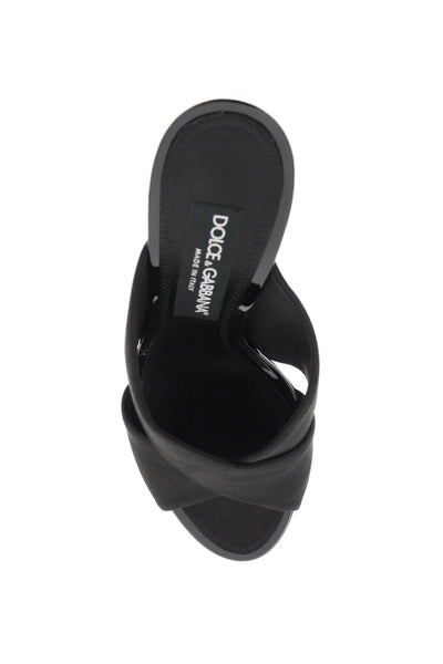 Dolce &amp; Gabbana 金屬鞋跟緞面穆勒鞋。 CR1738 AV799 NERO NERO