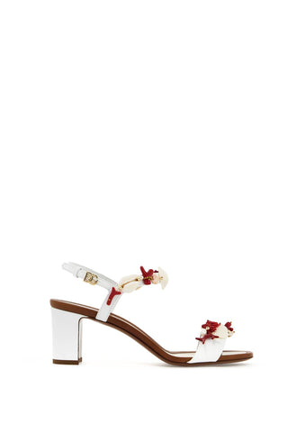 "nappa sandals with coral embellishments CR1746 AW116 BIANCO/MULTICOLOR