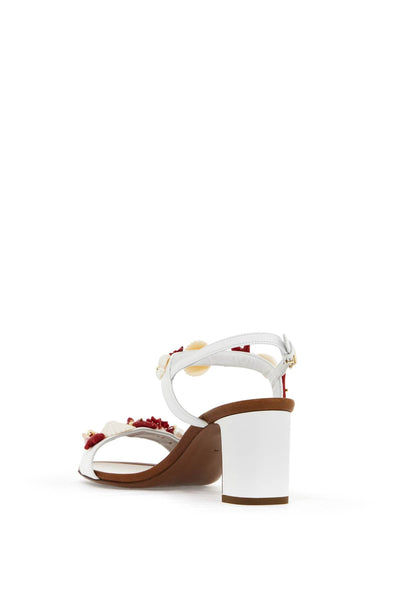 "nappa sandals with coral embellishments CR1746 AW116 BIANCO/MULTICOLOR