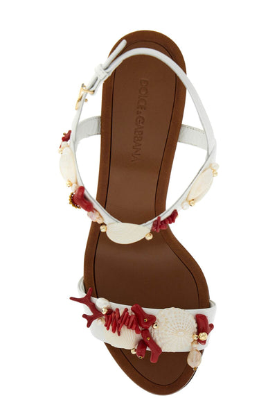 "nappa sandals with coral embellishments CR1746 AW116 BIANCO/MULTICOLOR