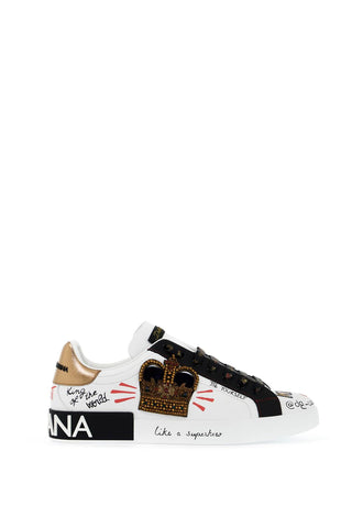 portofino sneakers with patches and embroidery CS1570 AZ268 SCRITTE FDO.BIANCO