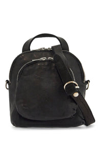 mini backpack in black horse leather with handle and straps DBP05MINI BLACK