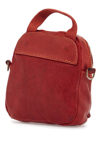 mini red leather backpack handcrafted with adjustable shoulder strap and front pockets DBP05MINI RED