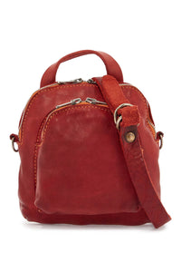 mini red leather backpack handcrafted with adjustable shoulder strap and front pockets DBP05MINI RED