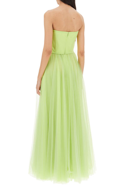 long bustier dress with shaped neckline DCW441 TU PISTACCHIO