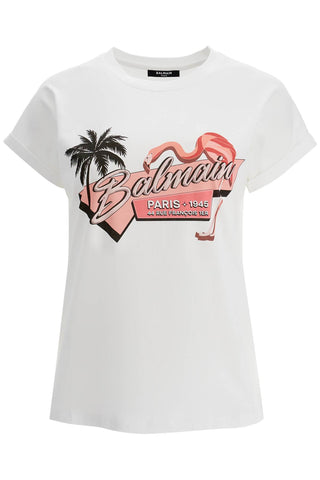 flamingo print t-shirt DF1EF010GD83 WHITE/MULTICO