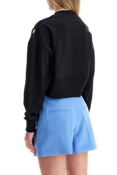 "cropped sweatshirt with buttons DF1JO040BB02 BLACK/WHITE