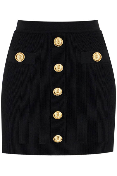 knitted mini skirt with embossed buttons DF1LB290KB07 BLACK