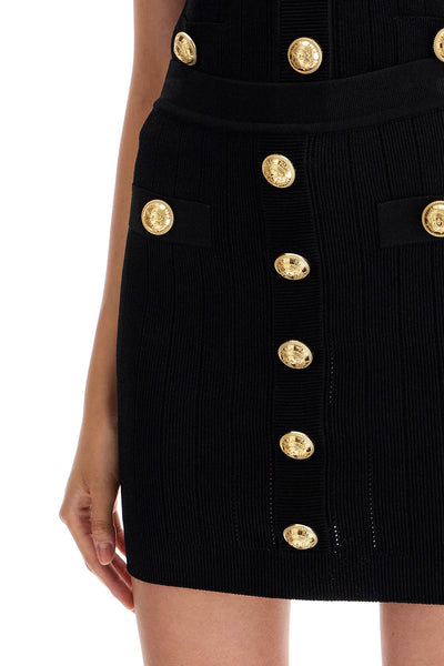 knitted mini skirt with embossed buttons DF1LB290KB07 BLACK