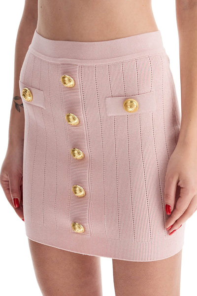 knitted mini skirt with embossed buttons DF1LB290KB07 LIGHT PINK