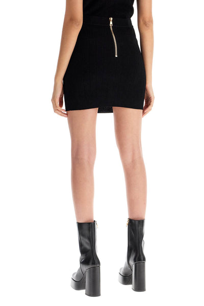 knitted mini skirt with embossed buttons DF1LB290KB07 BLACK