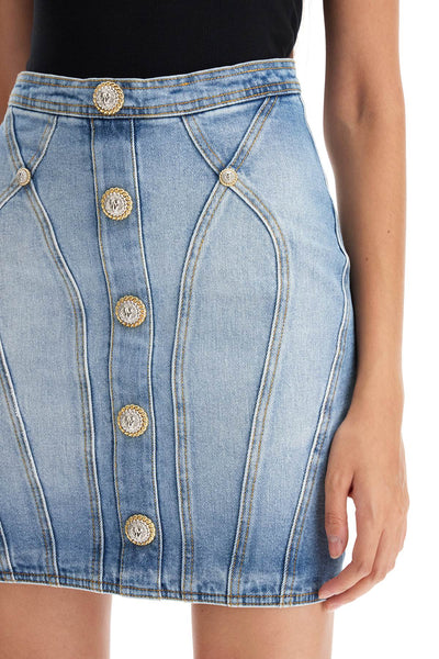 "mini skirt with double chain lion button details DF1LBA22DE53 LIGHT BLUE JEAN