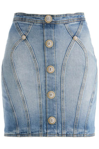 "mini skirt with double chain lion button details DF1LBA22DE53 LIGHT BLUE JEAN