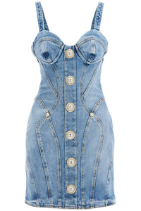 mini denim dress with decorative buttons DF1R2365DE53 LIGHT BLUE JEAN