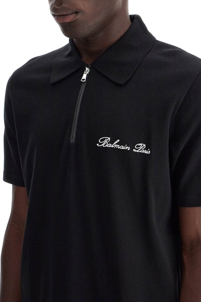 polo shirt with embroidered logo letter DH1GC028BC78 BLACK/WHITE