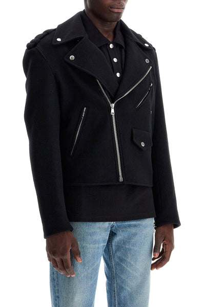 wool felt biker jacket in DH1TD512WC68 BLACK