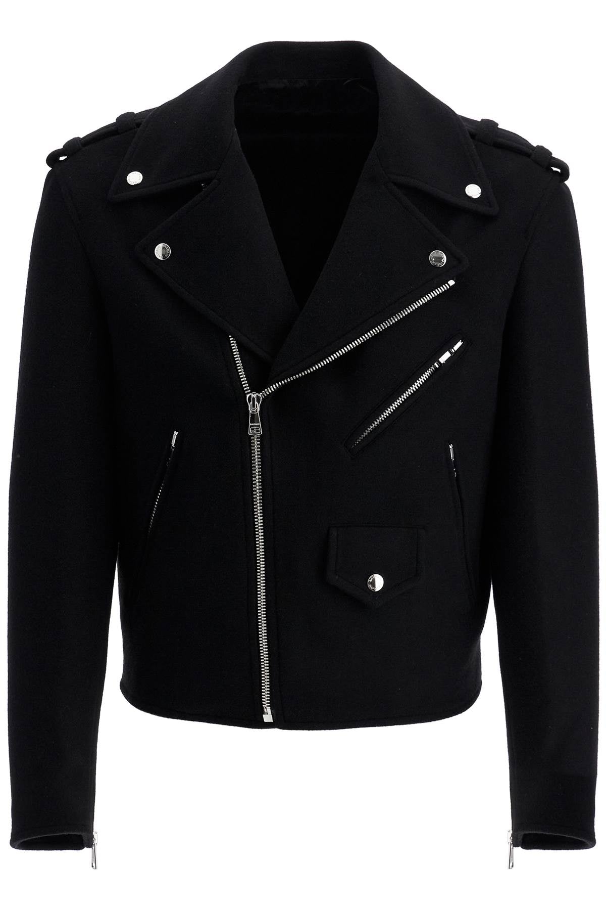 wool felt biker jacket in DH1TD512WC68 BLACK