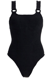 full-body domino swimsuit DOMINO SWIM COVERED HOOPS M CRINKLE BLACK